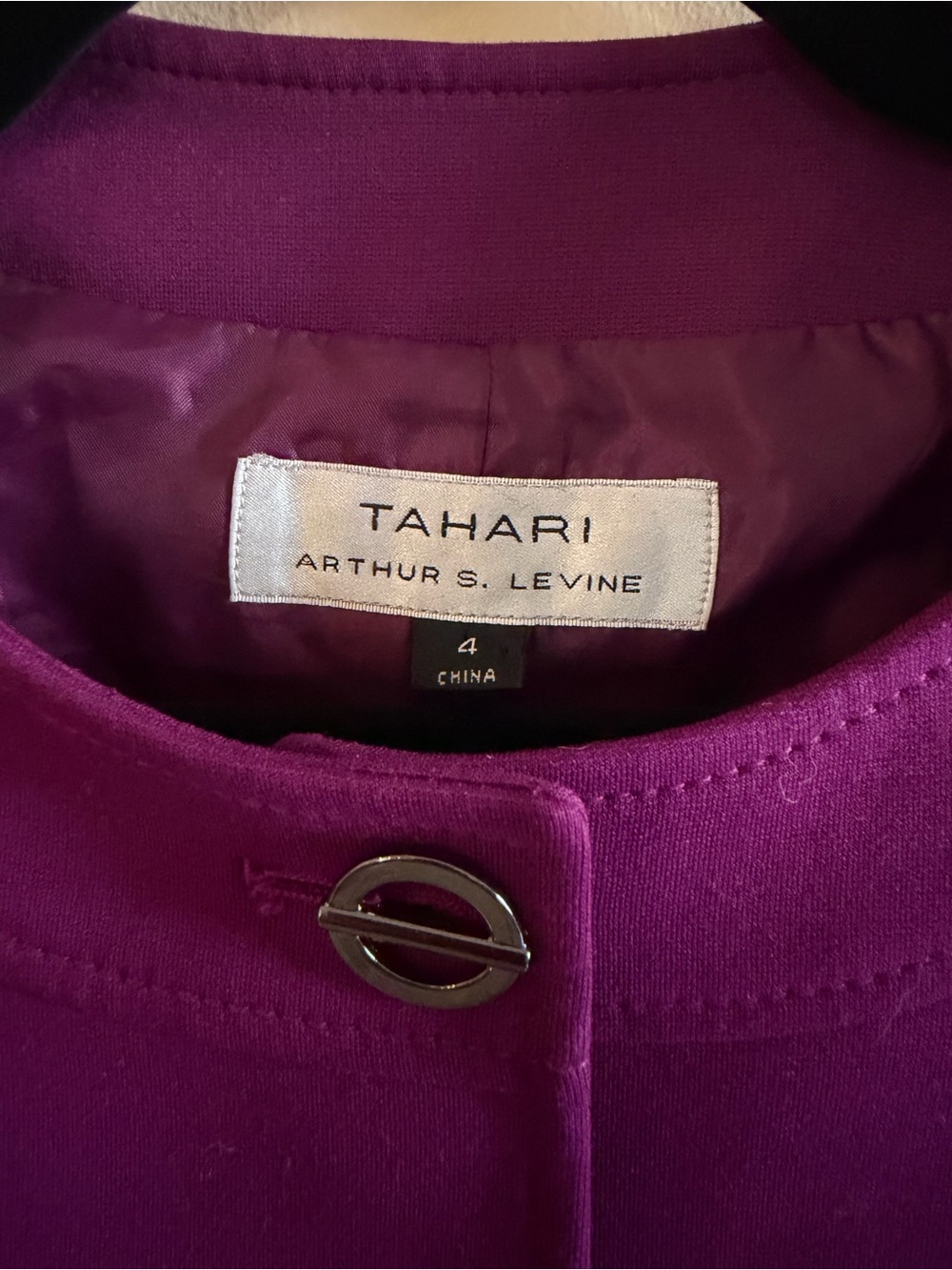 Tahari Arthur S. Levine Purple Cropped Career Blazer Size 4 - Picture 2 of 6